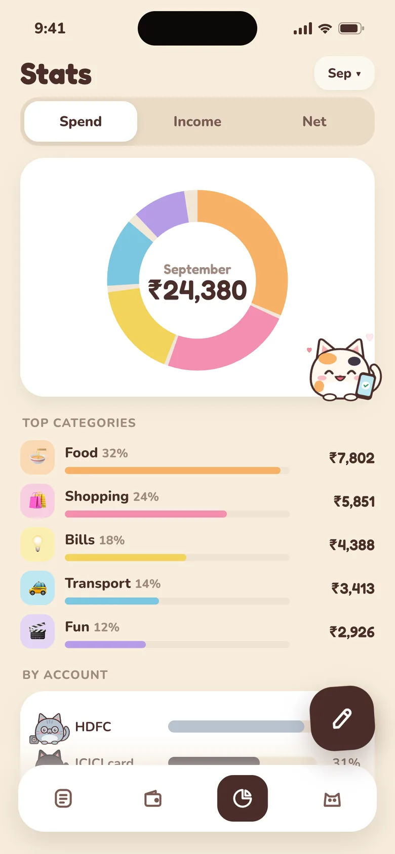 Purrse — Stats screen